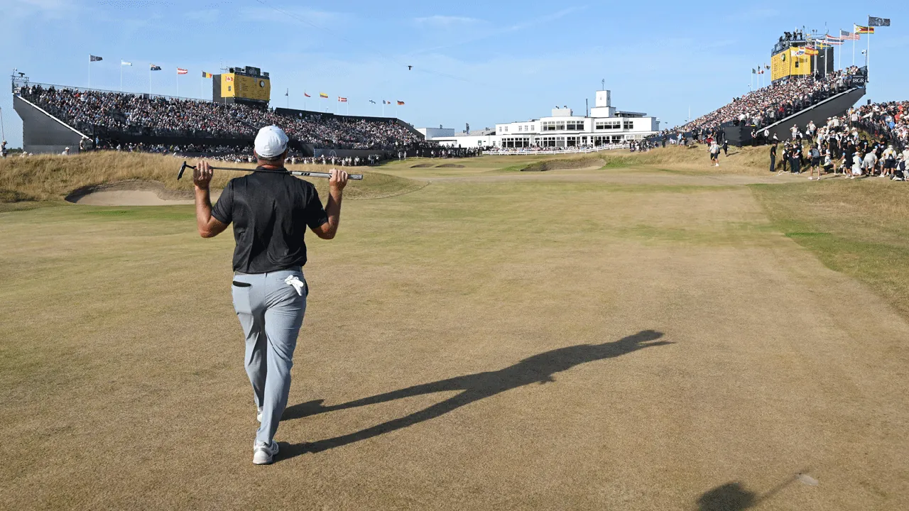 Ryan Fox of New Zealand walks up to the 18th green during Day Four of the The 154th Open Championship at Royal Birkdale